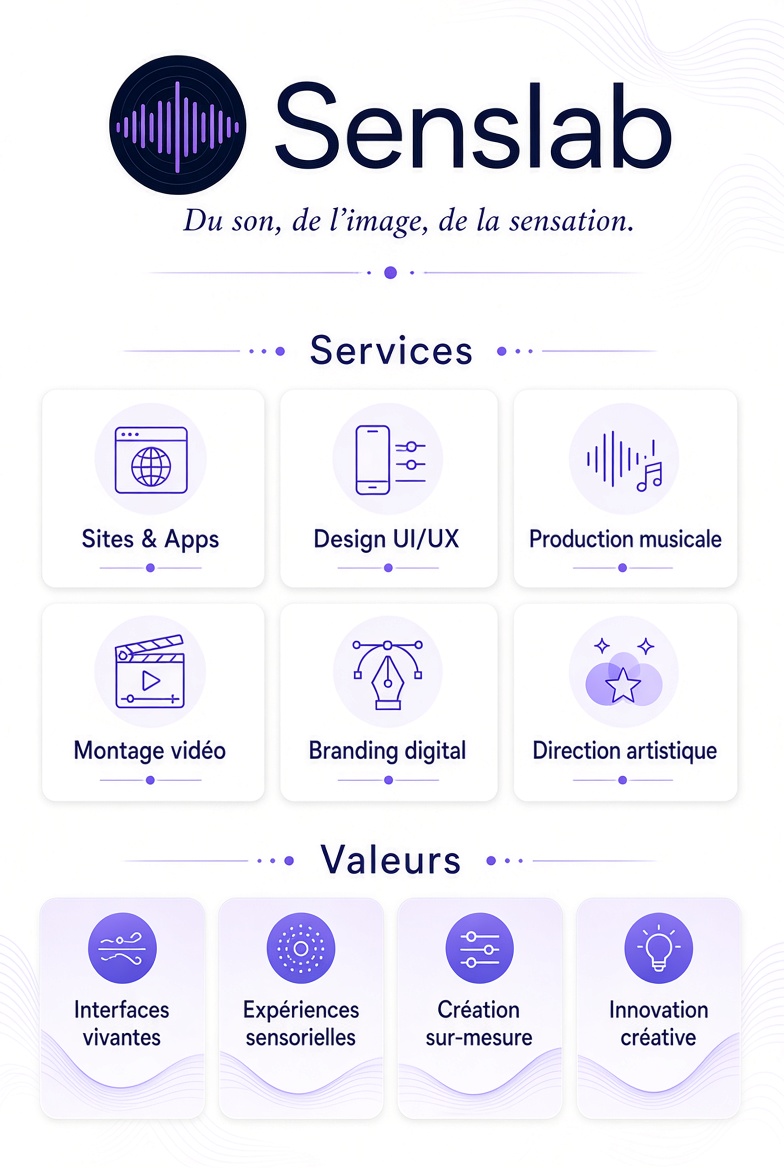 Présentation Senslabstudio.com : services et valeurs